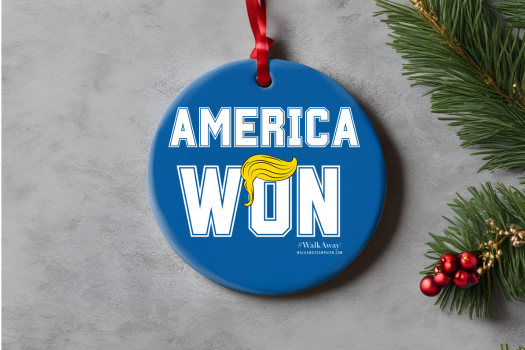 America Won Ceramic Ornament (Blue Background)