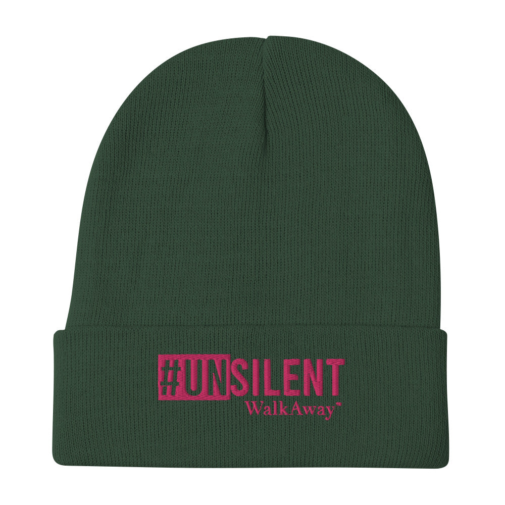 Neon Pink Unsilent Embroidered Beanie